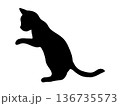 横向きで立つネコのシルエット 136735573