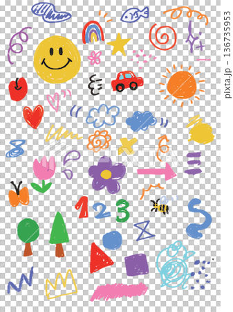 Colorful pop doodle style illustration material Colorful pop doodle style illustration material 136735953