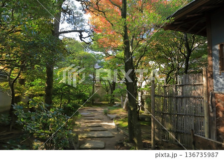 新潟市旧齋藤家別邸の日本庭園へ向かう入口の景色 136735987