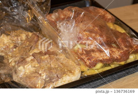 Meat for roasting in a sleeve, oven bag Meat for roasting in a sleeve, oven bag 136736169