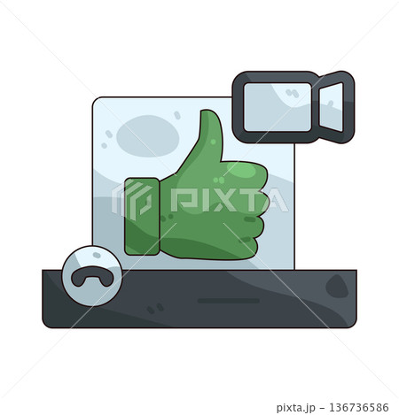 Illustration of Thumbs up on online meeting 136736586
