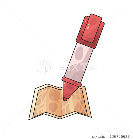 Illustration of map with marker Illustration of map with marker 136736628