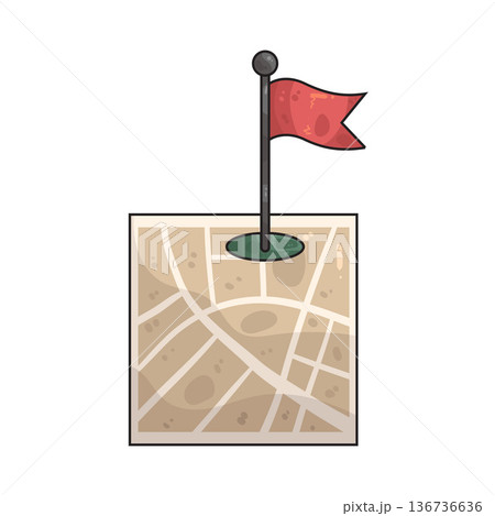 Illustration of Map with Flag 136736636
