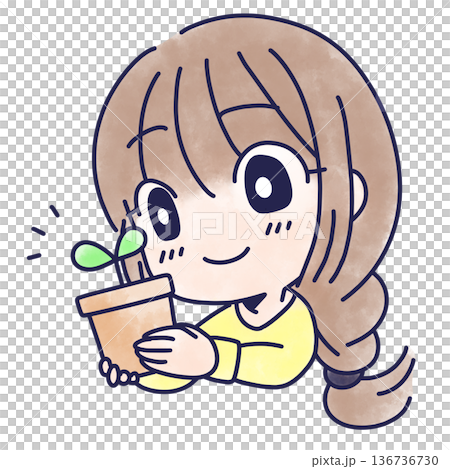 植物を育てる女性のイラスト 136736730