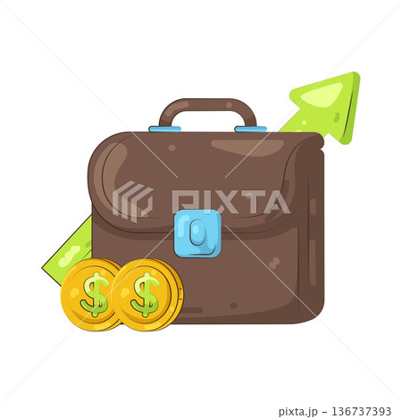 Illustration of Briefcase with Upward Arrow 136737393