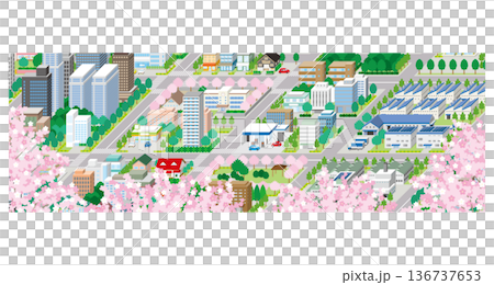 Three-dimensional view of the townscape. Cityscape. Three-dimensional view of the townscape. Cityscape. 136737653