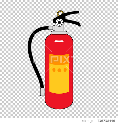 滅火器圖標，黑色主線，紅色填充物 136738446