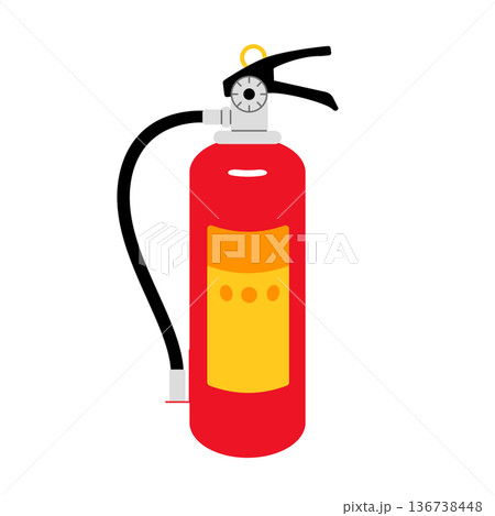 防災訓練で使われる赤い消火器のカラーイラスト 防災訓練で使われる赤い消火器のカラーイラスト 136738448