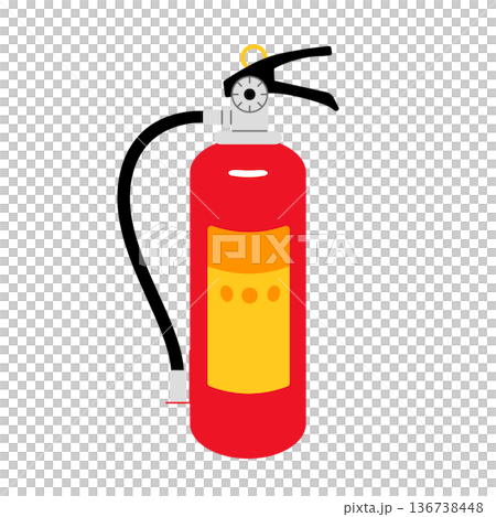 防災訓練で使われる赤い消火器のカラーイラスト 防災訓練で使われる赤い消火器のカラーイラスト 136738448