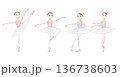 可愛いバレリーナのイラストセット_ヴァリエーションのリハーサル_ポアント_チュチュ 136738603