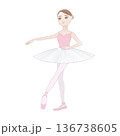可愛いバレリーナのイラスト_ヴァリエーションのリハーサル_ポアント_チュチュ 136738605