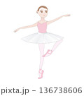 可愛いバレリーナのイラスト_ヴァリエーションのリハーサル_ポアント_チュチュ 136738606