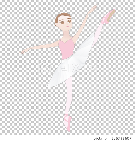 可愛的芭蕾舞者插畫_變奏排練_足尖鞋_芭蕾舞裙 136738607
