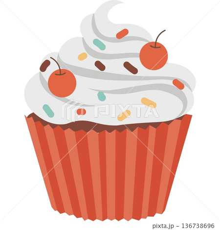 Cupcake muffin sweet dessert vector icon isolated on white Cupcake muffin sweet dessert vector icon isolated on white 136738696