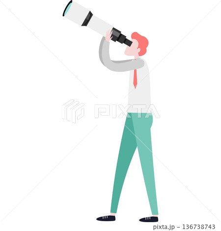 Employee worker or businessman looking through spyglass vector icon isolated on white 136738743