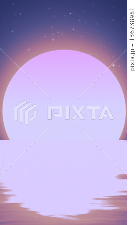 Soft pastel pink sun rising over reflective...のイラスト素材 [136738981] - PIXTA
