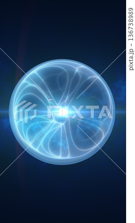 Glowing blue energy sphere with flowing light lines, representing a powerful digital core, futuristic technology, and concentrated energy Glowing blue energy sphere with flowing light lines, representing a powerful digital core, futuristic technology, and concentrated energy 136738989