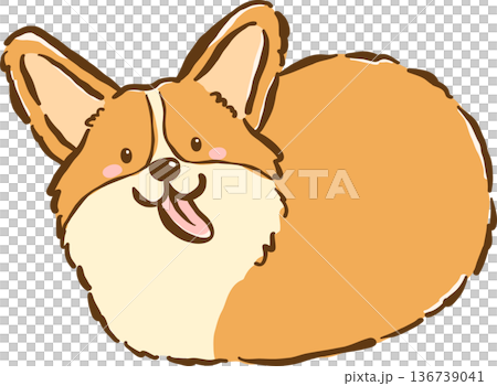 Cute Derp Corgi on Bread Loaf Shape Hand Drawn Cute Derp Corgi on Bread Loaf Shape Hand Drawn 136739041