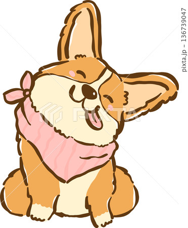 Cute Corgi Dog Wearing a Bandana, Bread Loaf Dog 136739047