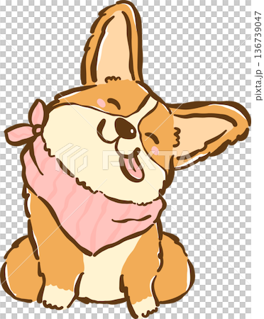 Cute Corgi Dog Wearing a Bandana, Bread Loaf Dog 136739047