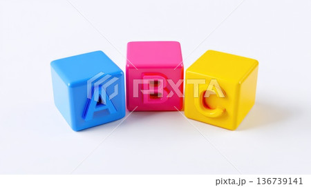 Colorful alphabet blocks ABC education learning toy concept 3D illustration Colorful alphabet blocks ABC education learning toy concept 3D illustration 136739141