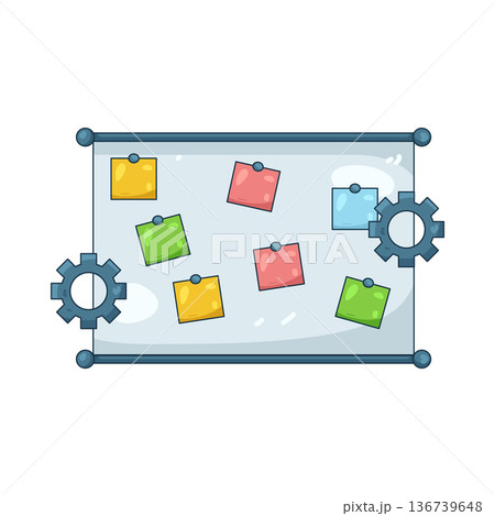 Illustration of notice board with sticky notes 136739648