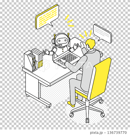Isometric_Man receiving job interview online Isometric_Man receiving job interview online 136739770