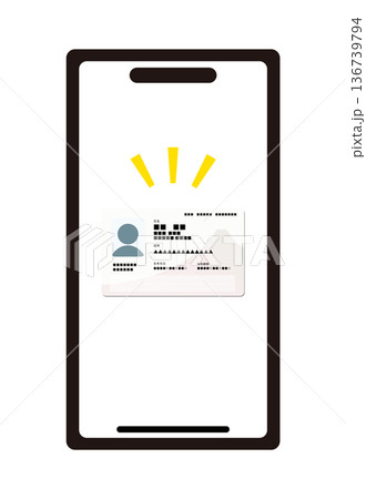 次期マイナンバーカードとスマホ連携のイメージイラスト 次期マイナンバーカードとスマホ連携のイメージイラスト 136739794