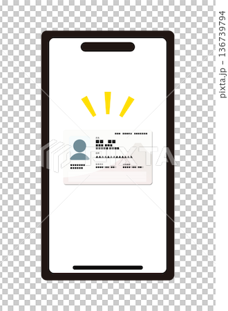 次期マイナンバーカードとスマホ連携のイメージイラスト 次期マイナンバーカードとスマホ連携のイメージイラスト 136739794