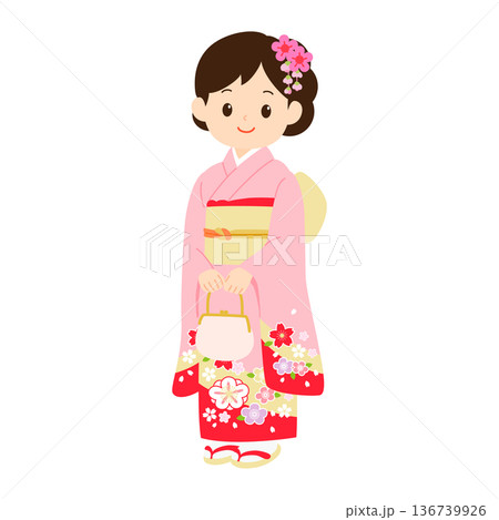 七五三、着物姿の女の子 七五三、着物姿の女の子 136739926