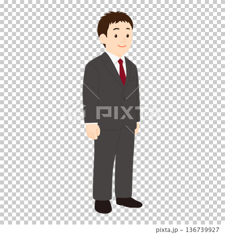 身穿西裝的年輕男子，全身照 136739927