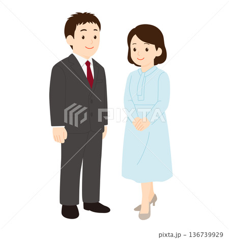 フォーマルな男性と女性の全身イラスト 136739929