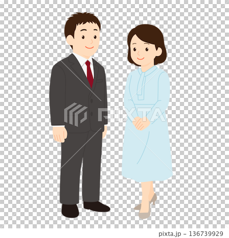 正式場合男女全身像插圖 136739929