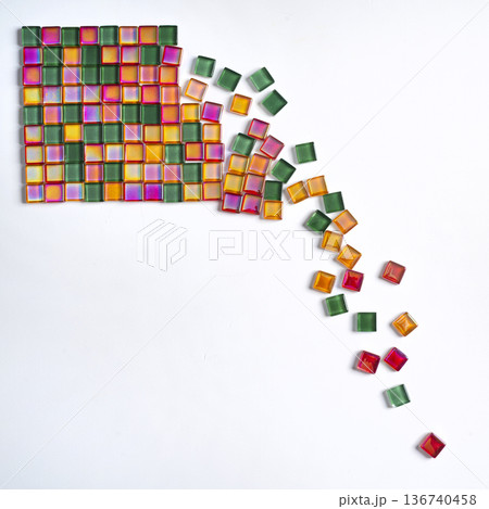 colored glass tiles falling 136740458