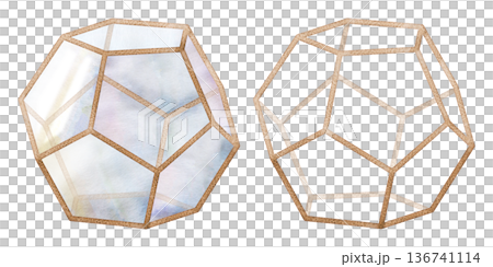 Geometric glass planter, metal wiremesh frame in gold, brass or copper, dodecahedron shape. Isolated illustration hand drawn in watercolor. Modern interior decor, eco branding, plant shop marketing. Geometric glass planter, metal wiremesh frame in gold, brass or copper, dodecahedron shape. Isolated illustration hand drawn in watercolor. Modern interior decor, eco branding, plant shop marketing. 136741114