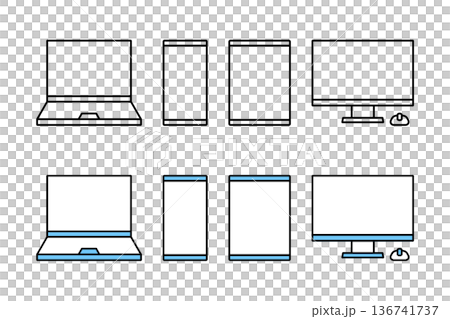 スマホやパソコンなどの様々な情報端末のアイコンセット 136741737