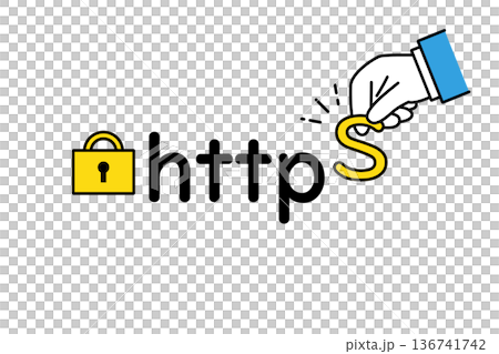 TSL化やSSL化を行うビジネスマンの手のイメージイラスト 136741742