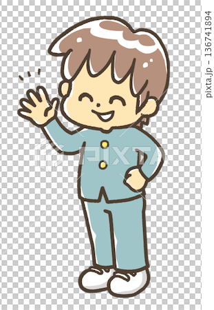 学ランを着ている学生　全身 136741894