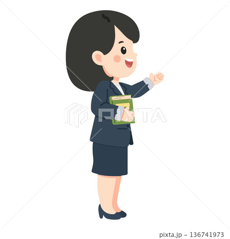 Confident Female Teacher Holding Book 136741973
