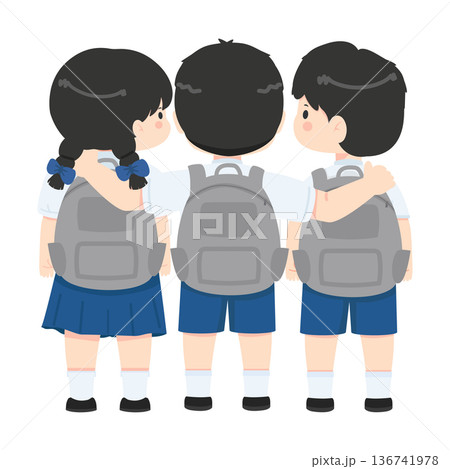 Students With Backpacks Standing Together 136741978