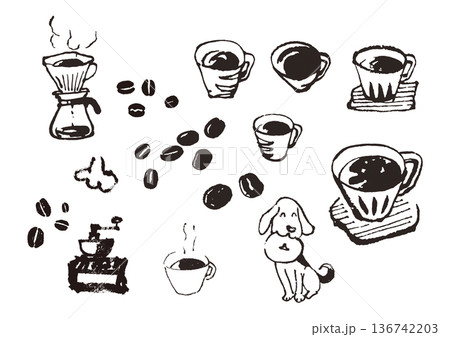 コーヒー墨絵2 136742203