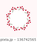 Red Berry Wreath Illustration Decorative Botanical Circle Frame 136742565