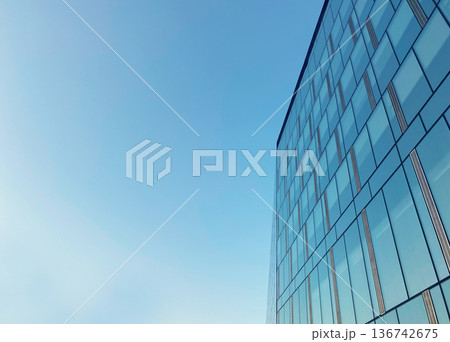 Office building. Glass skyscrapers in business center. Architecture, commercial real estate Office building. Glass skyscrapers in business center. Architecture, commercial real estate 136742675