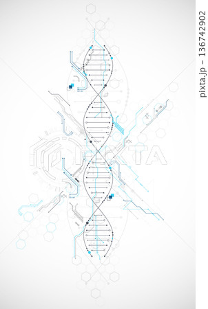 Scientific and technological background. Abstract image of DNA molecule. Vector illustration. 136742902