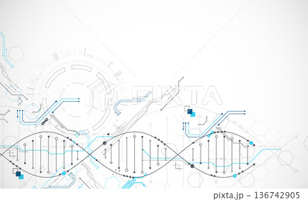 Scientific and technological background. Abstract image of DNA molecule. Vector illustration. 136742905