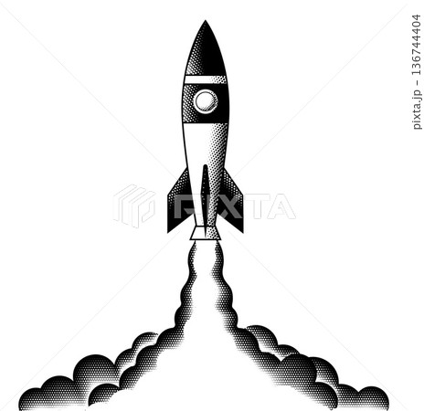 Cartoon Rocket Launch Space Ship Illustration 136744404