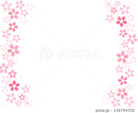春のイラスト素材　桜舞う綺麗なフレーム　5 136744720