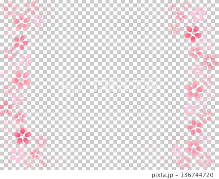 Spring illustration material: Beautiful frame with falling cherry blossoms 5 136744720