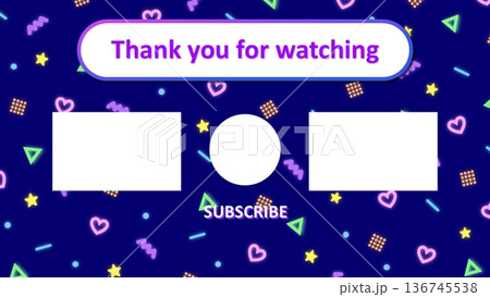 Thank you for watching カラフルなネオンのかわいい背景 Thank you for watching カラフルなネオンのかわいい背景 136745538