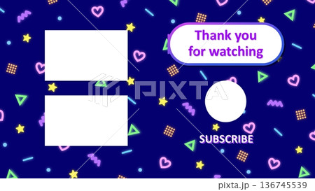 Thank you for watching カラフルなネオンのかわいい背景 Thank you for watching カラフルなネオンのかわいい背景 136745539